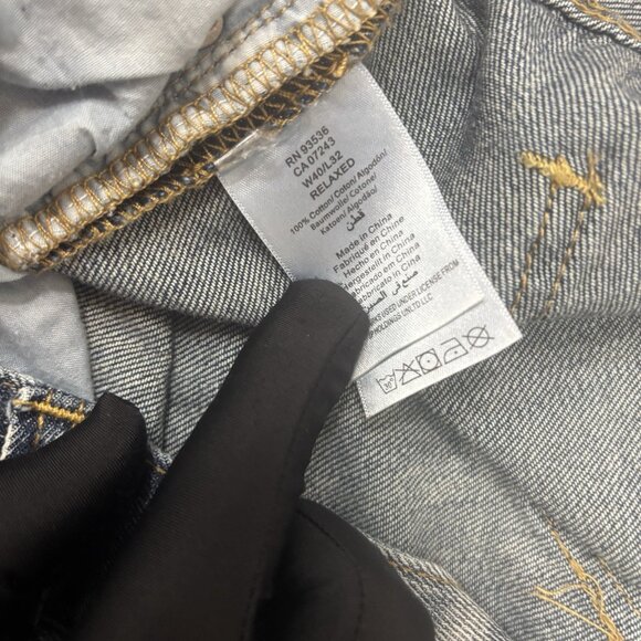 Ecko Unltd Jeans 40X31 Relaxed Fit Straight Leg Mid Rise Distressed Stone Wash - Picture 16 of 16